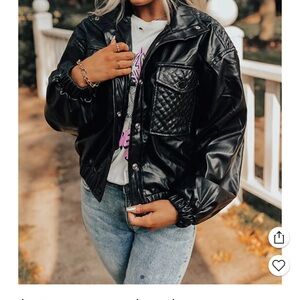 Faux leather stylish black jacket